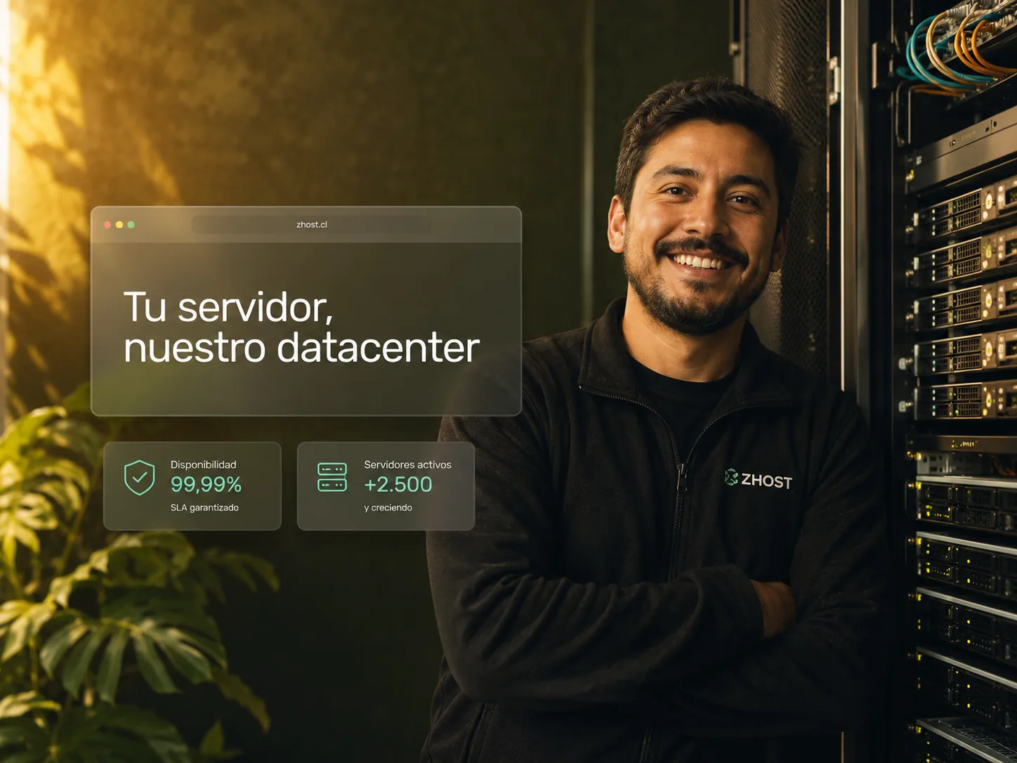 Mejor housing Chile: técnico HostingCenter en datacenter propio Santiago con UPS y red redundante