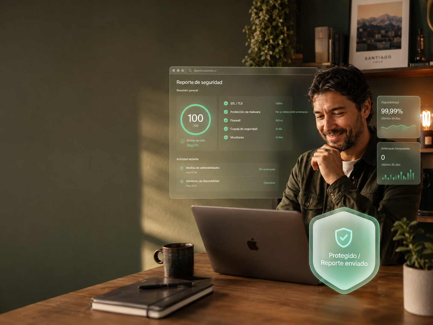 Reporte de seguridad WordPress de Centinela WP con vulnerabilidades detectadas